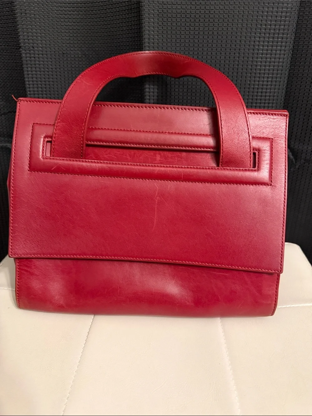 Brooks Brothers Classic Structured Red Leather Satchel - Very good condition $65